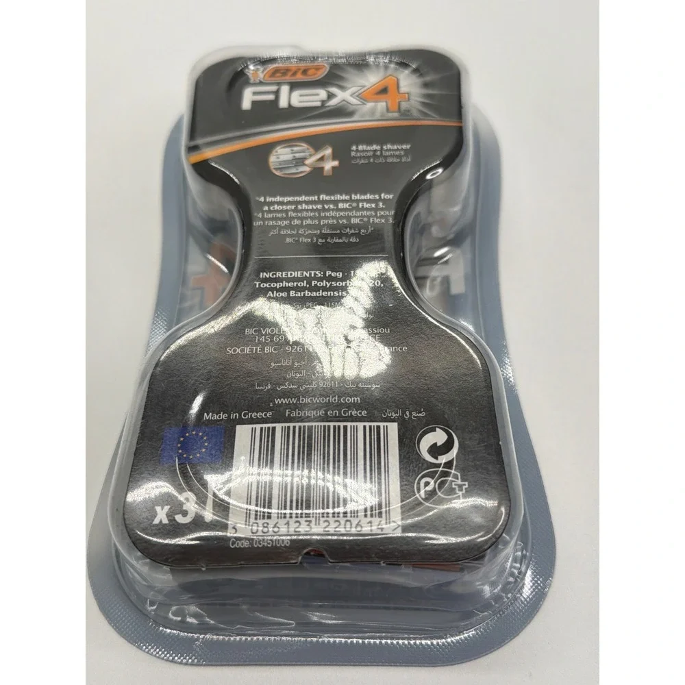 BIC Flex 4 Mens Disposable‎ Razors 4-Blade Flexible Shaver 3 Count Pack
